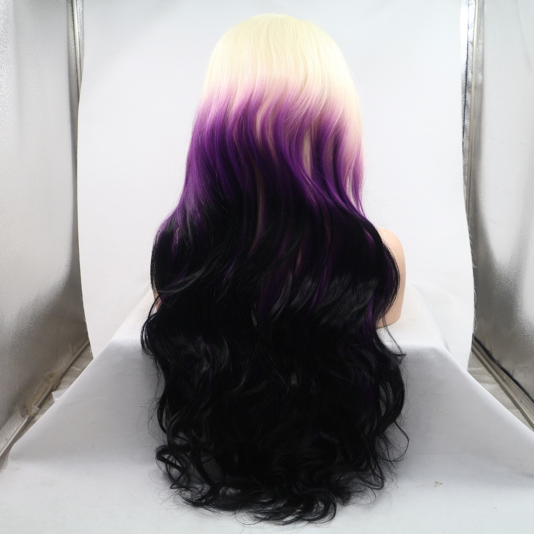 NEW LOOK European and American wig Cross-border Chemical fiber front lace wig synthetic gradient long curly hair Specification image