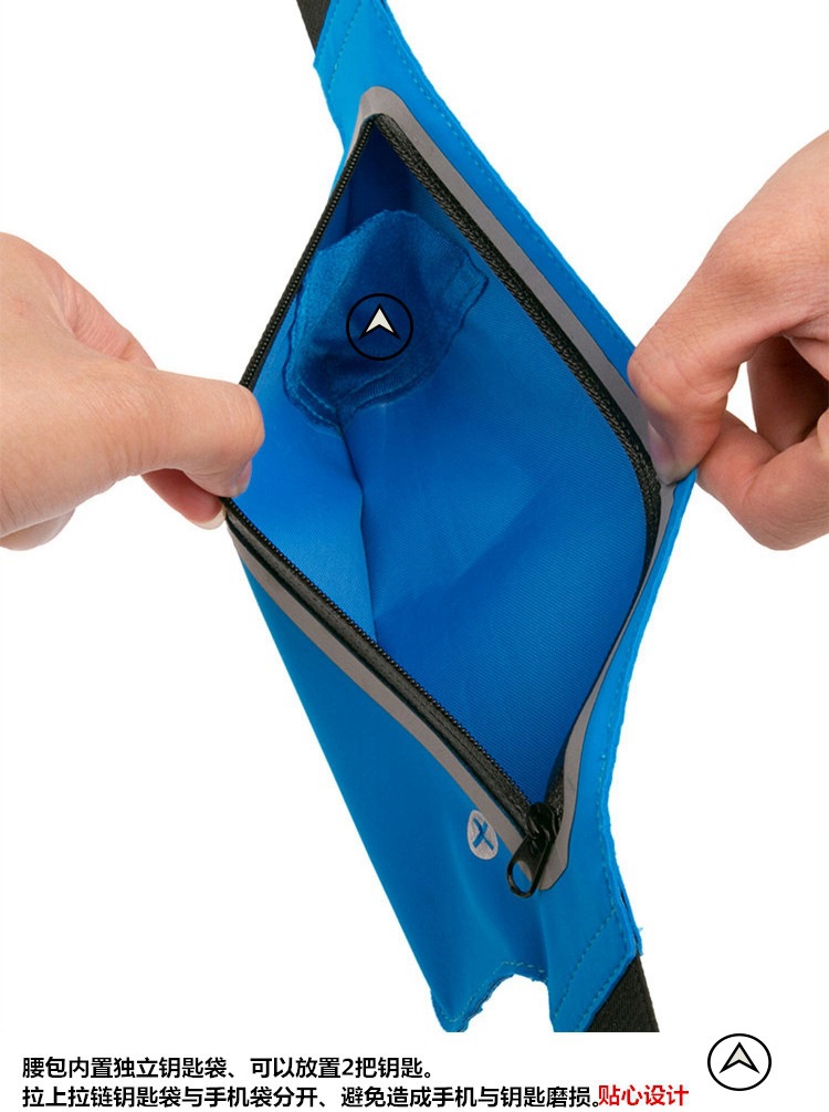 Outdoor sports running fitness waist bag, fitness mountain climbing cycling, close-fitting ultra-thin travel invisible waterproof reflective multi-functional storage bag, unisex mobile phone bag Item Picture
