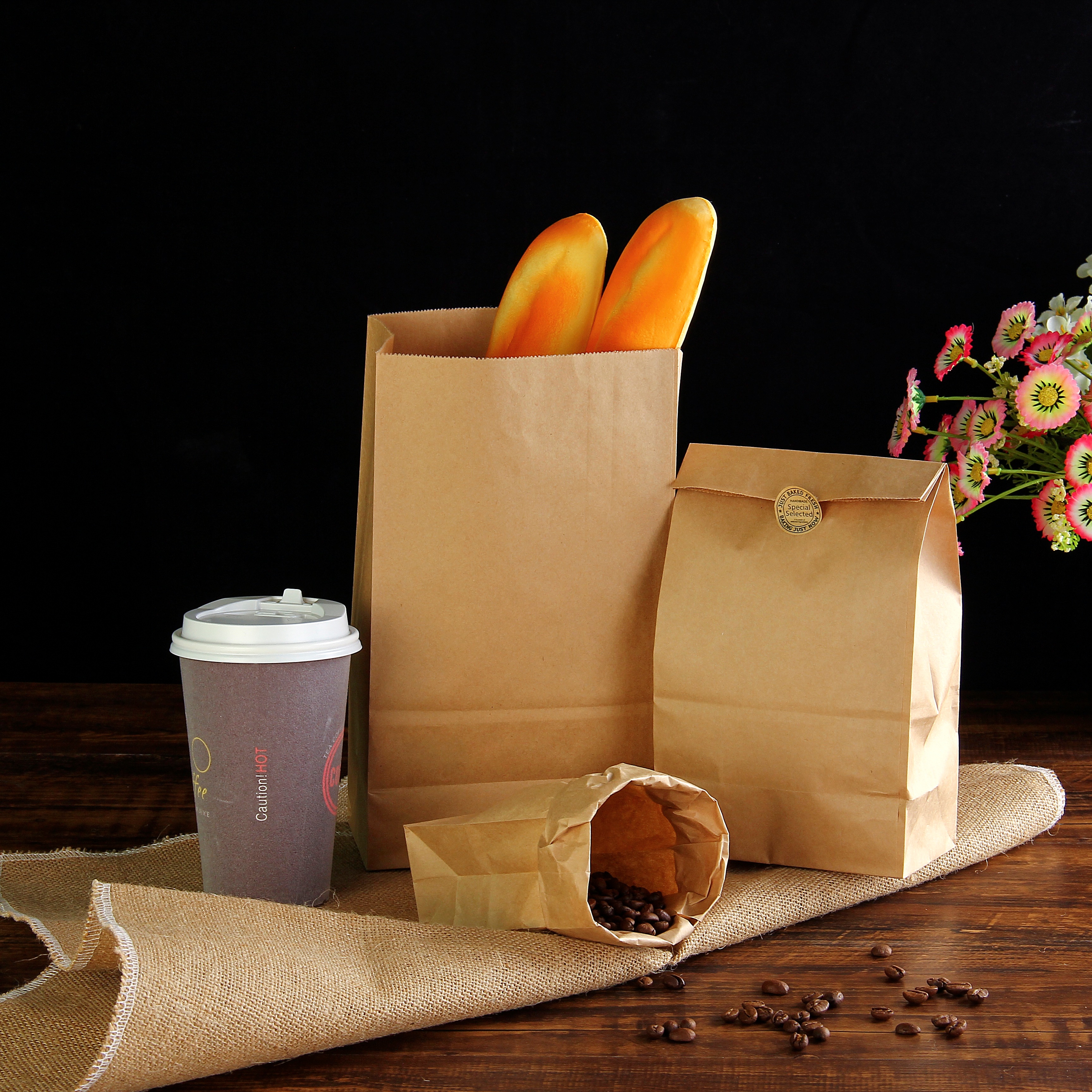 纸袋方底袋食品包装袋打包外卖袋厂家直销 一件代发详情图5