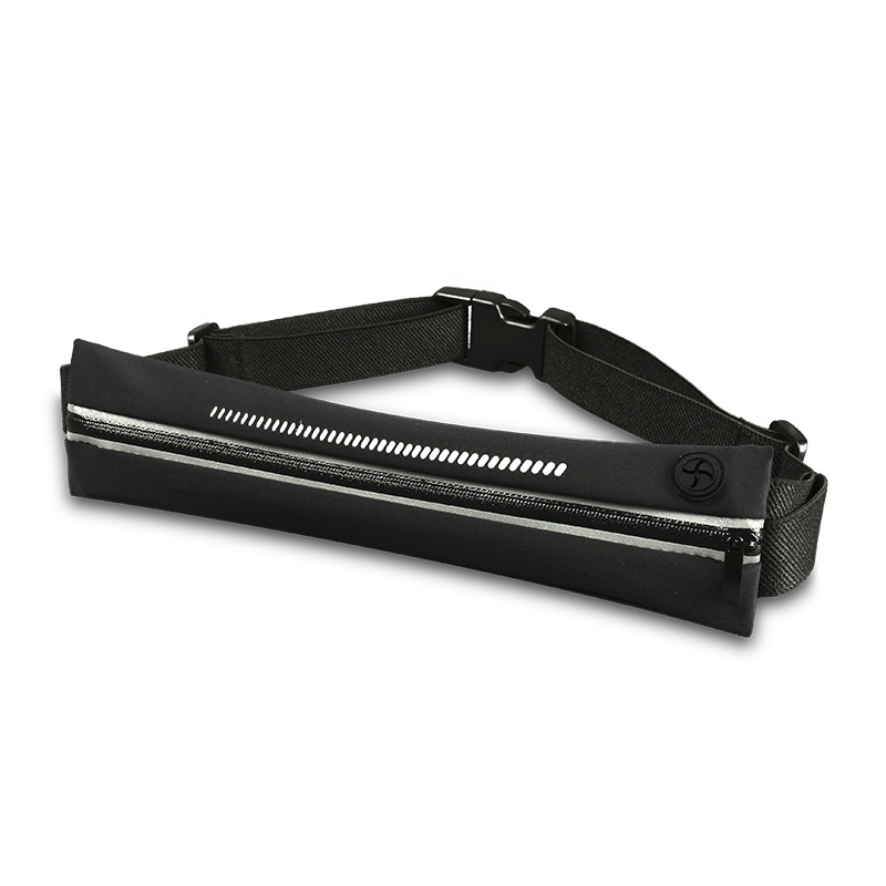Single-section ultra-thin mini waist bag, outdoor sports, running, fitness fan, travel, cycling, waterproof ultra-thin with reflective strip, storage accessory bag Item Picture