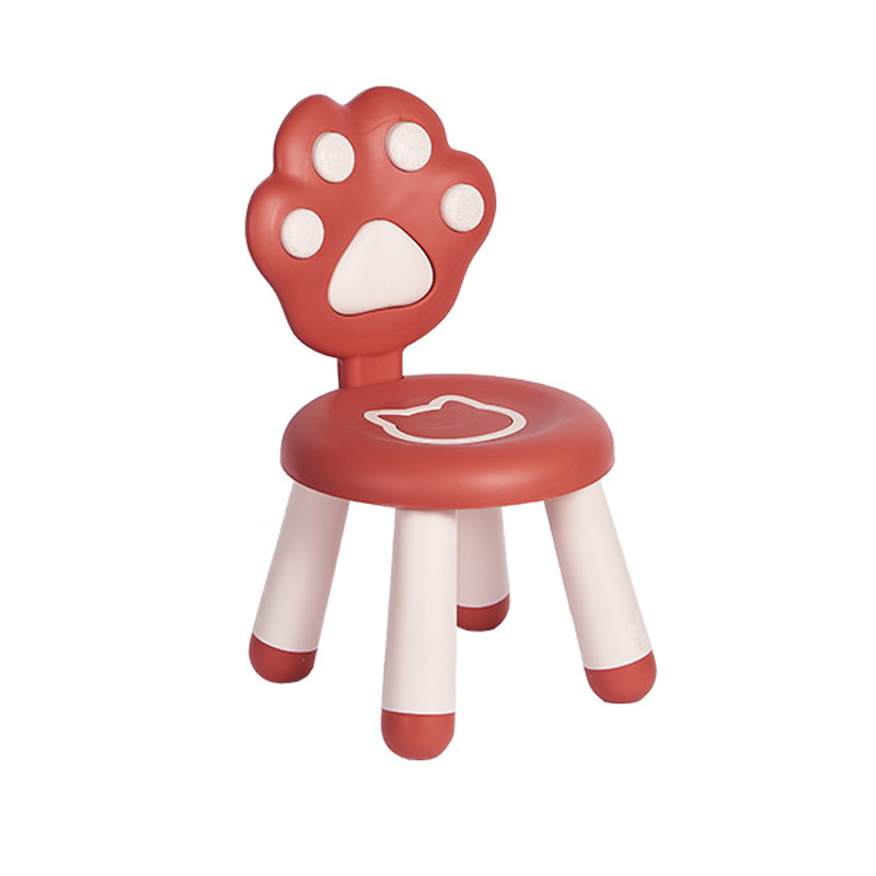 Cat paw children's plastic chairs, kindergarten stools, backrests, home baby stools, anti-slip cartoon seats for children Item Picture