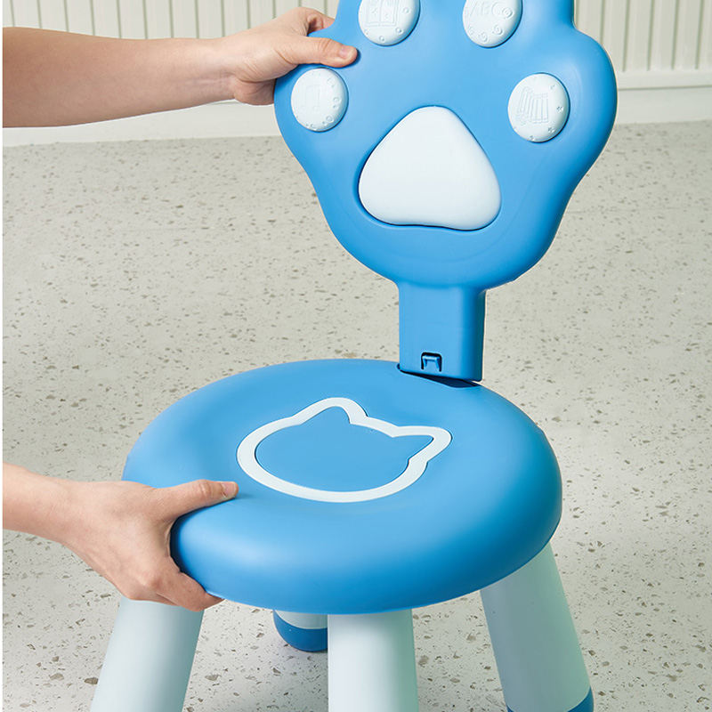 Cat paw children's plastic chairs, kindergarten stools, backrests, home baby stools, anti-slip cartoon seats for children Specification image