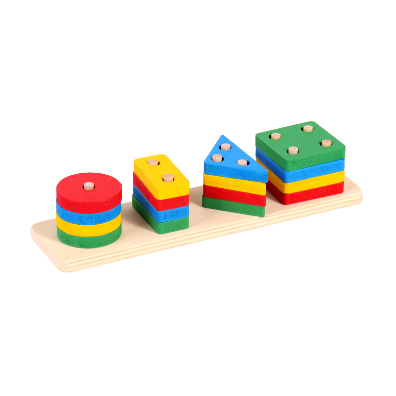 木质几何形状认知板块儿童早教益智趣味玩具几何形状套柱颜色认知详情图5