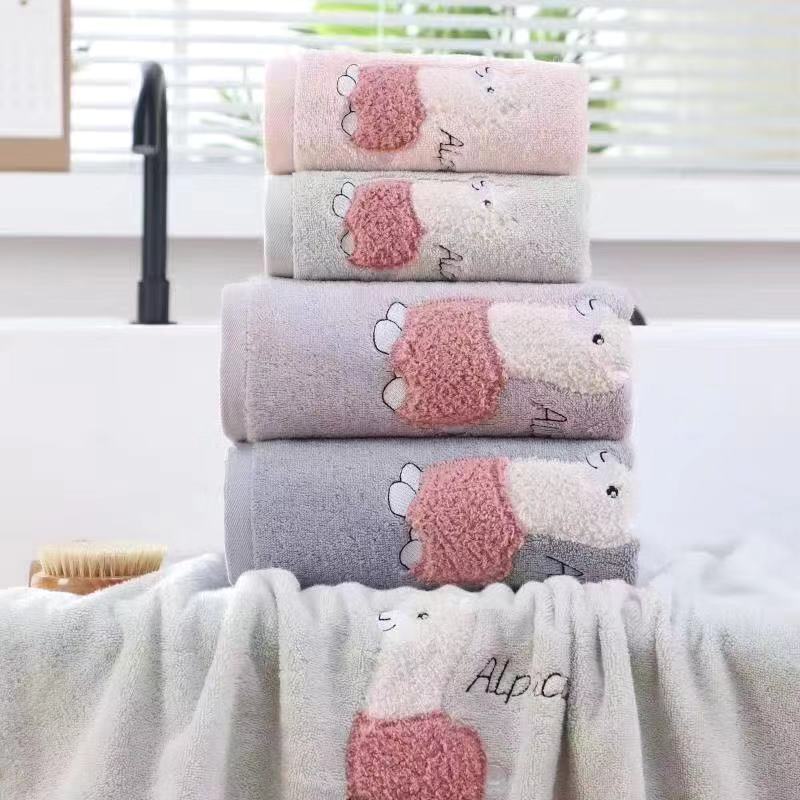 Yiwu Good Goods Early Morning Youjia Fashion Original Brand Life Store Alpaca embroidery Cotton Soft Absorbent Household face Wash and Cleansing Towel, suitable for adults and children Item Picture