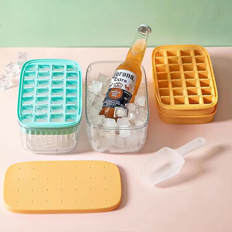 Ice cube mold press ice box, Frozen Soldier Grid, a household food-grade large-capacity silicone refrigerator ice box making wonder Item Picture