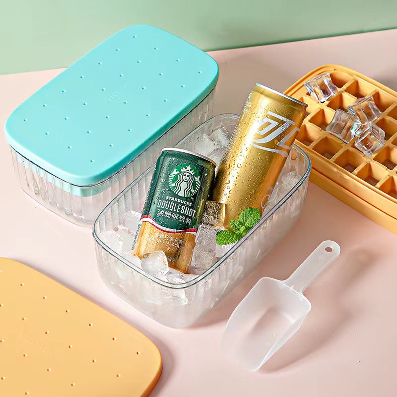 Ice cube mold press ice box, Frozen Soldier Grid, a household food-grade large-capacity silicone refrigerator ice box making wonder details Picture