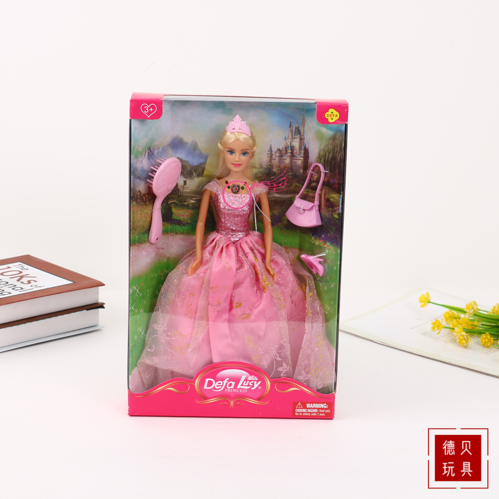 Defa Lucy Doll 音乐灯光长头发时尚晚礼服套装娃娃
