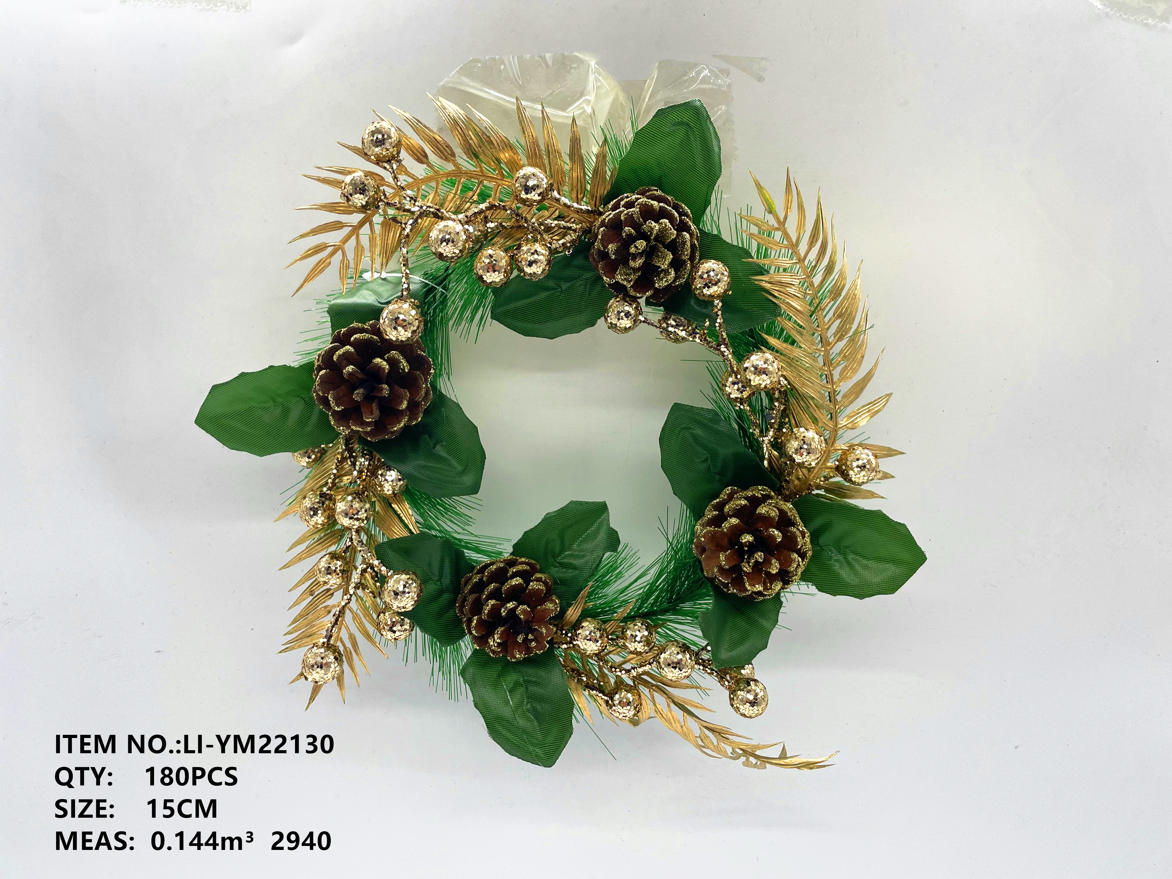 15CM Christmas golden powder-sprinkled wreath decoration