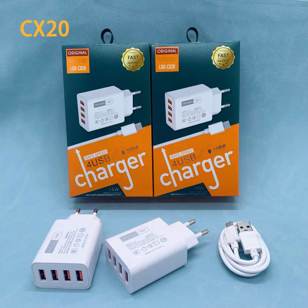 This multi-functional 4USB mobile phone charger is compatible with various mobile phones such as Apple, Huawei, VIVO, etc. for 2A