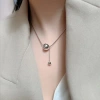 Minimalist large and small round metal cold style titanium steel necklace, niche design sense, versatile pendant necklace for women details Picture