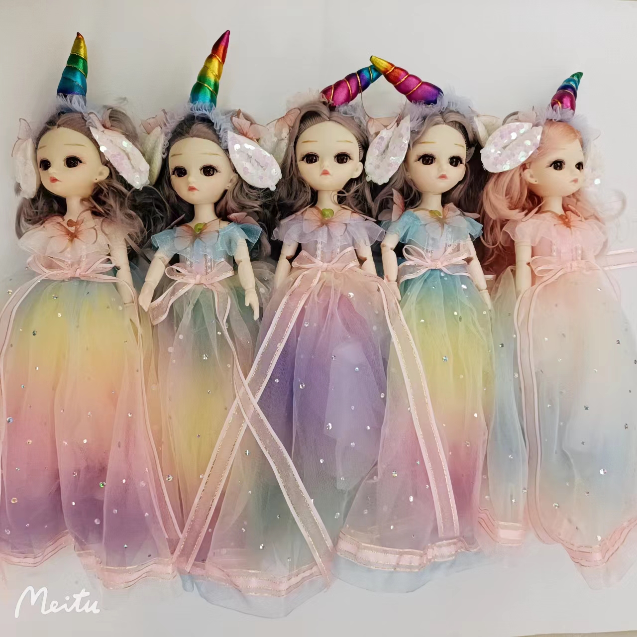 独角兽带音乐能动洋娃娃碎花裙婚纱系列礼品小女孩