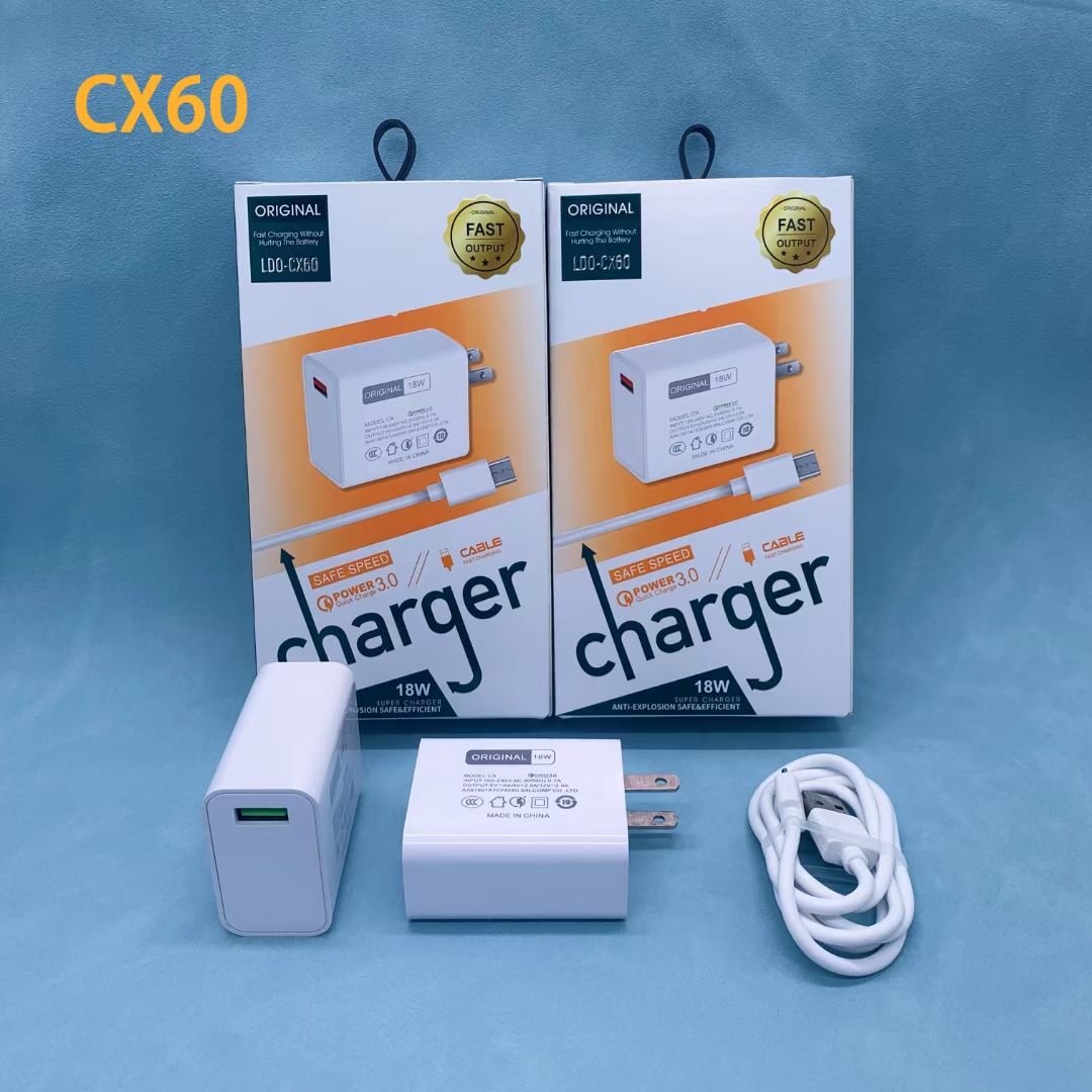 CX60 Multi-functional QC3.0 mobile fast charger is a universal charging head for various mobile phones including Apple, Huawei and Android Application Scenario