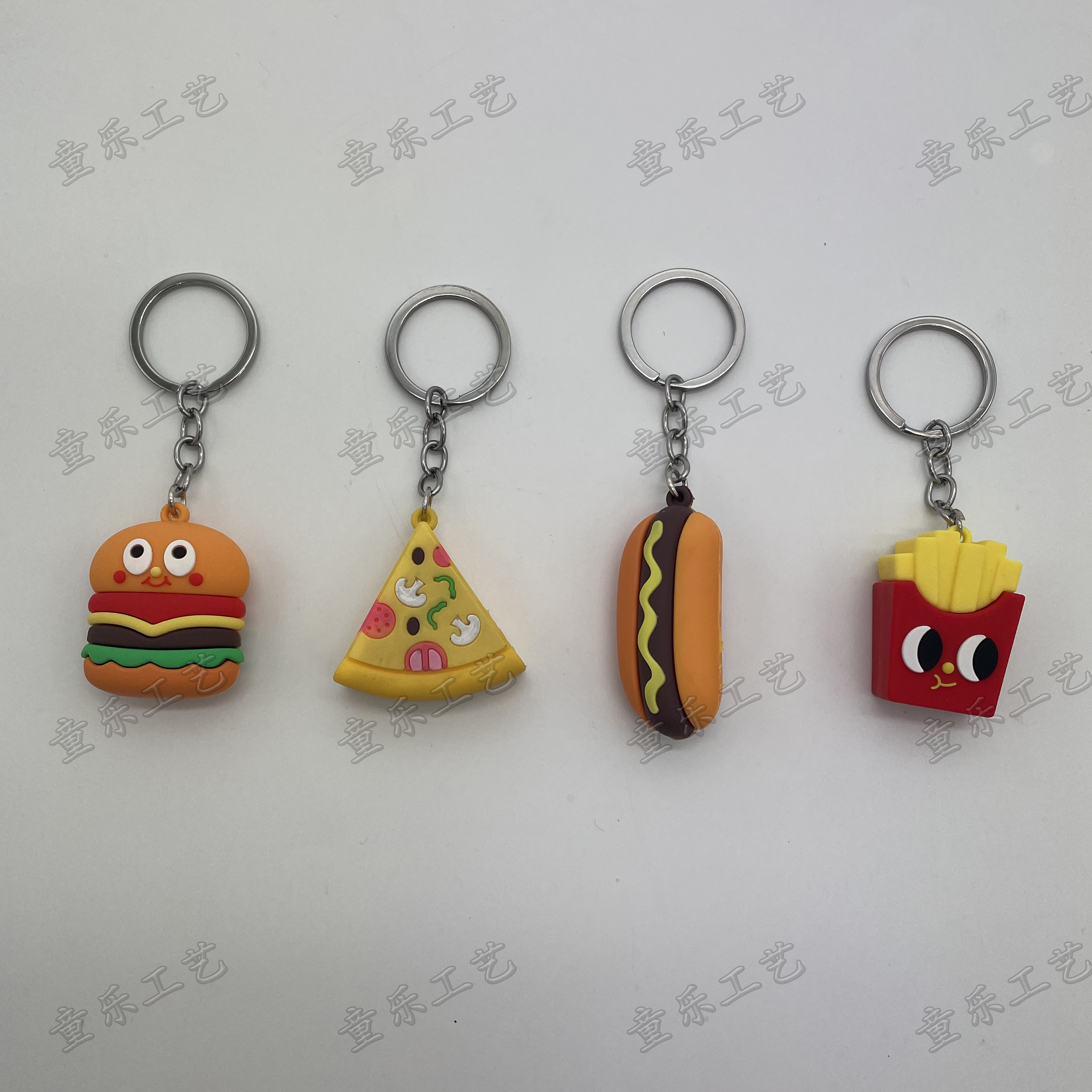 创意仿真食物钥匙扣挂件汉堡薯条披萨热狗玩具钥匙链