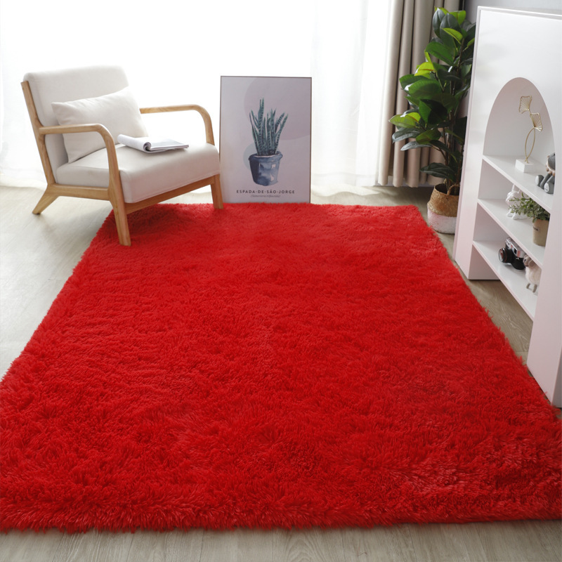 千思 素色长绒地毯现代丝毛地毯客厅茶几沙发床边地毯卧室地毯地垫