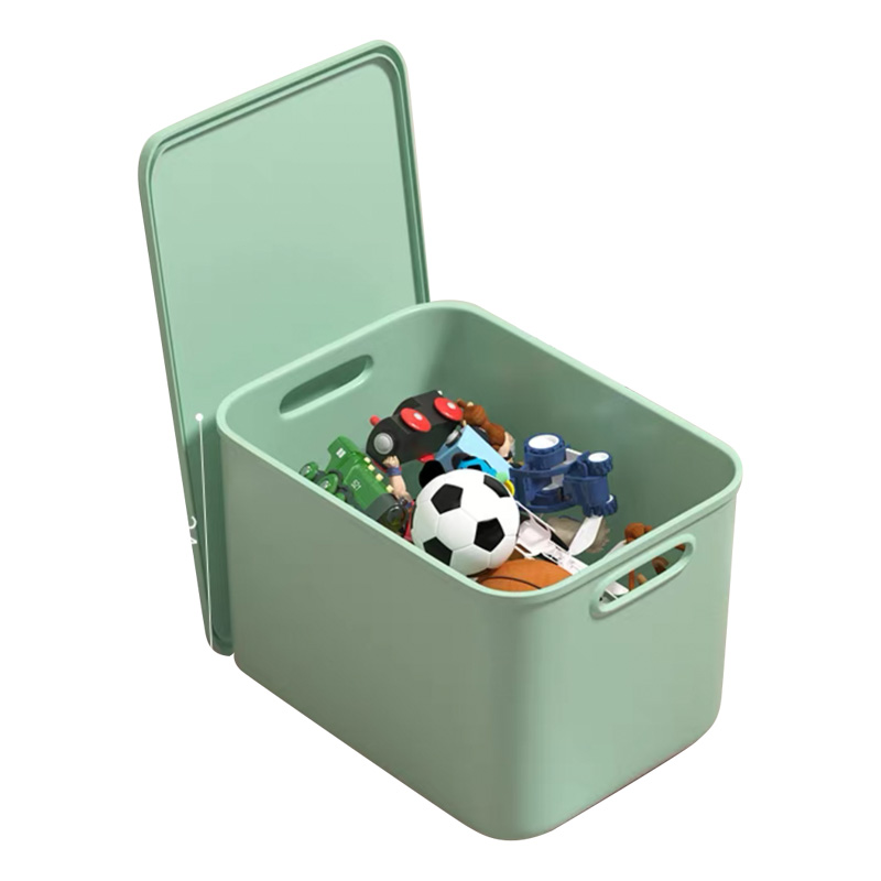 Desktop sundries storage box with lid, plastic snack and toy storage basket, household drawer, cosmetic and facial mask storage box Item Picture
