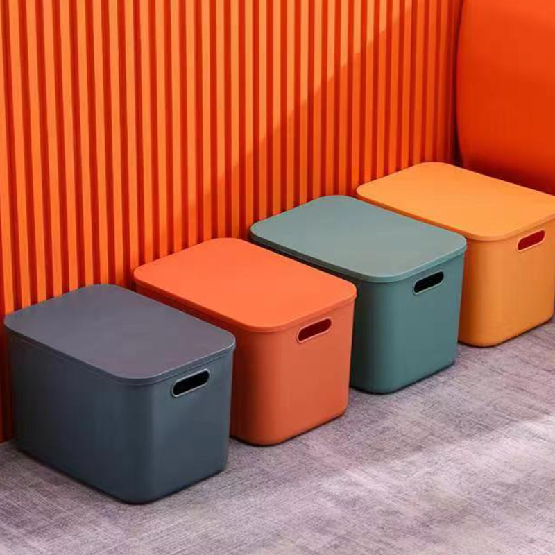 Desktop sundries storage box with lid, plastic snack and toy storage basket, household drawer, cosmetic and facial mask storage box Specification image