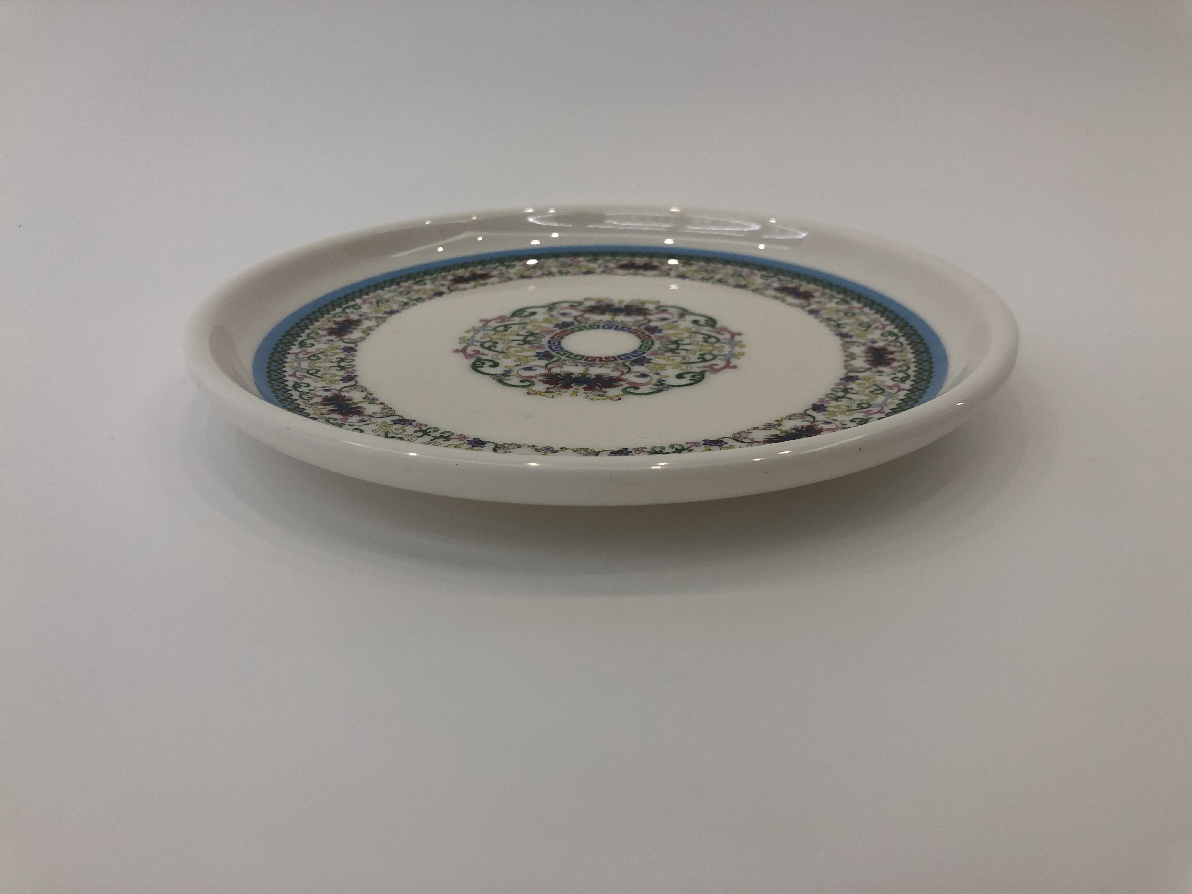 Melamine plates, porcelain imitation tableware, plastic tableware, hotel tableware, rectangular plates, frosted plates, cold plates, auspicious flower round plates details Picture