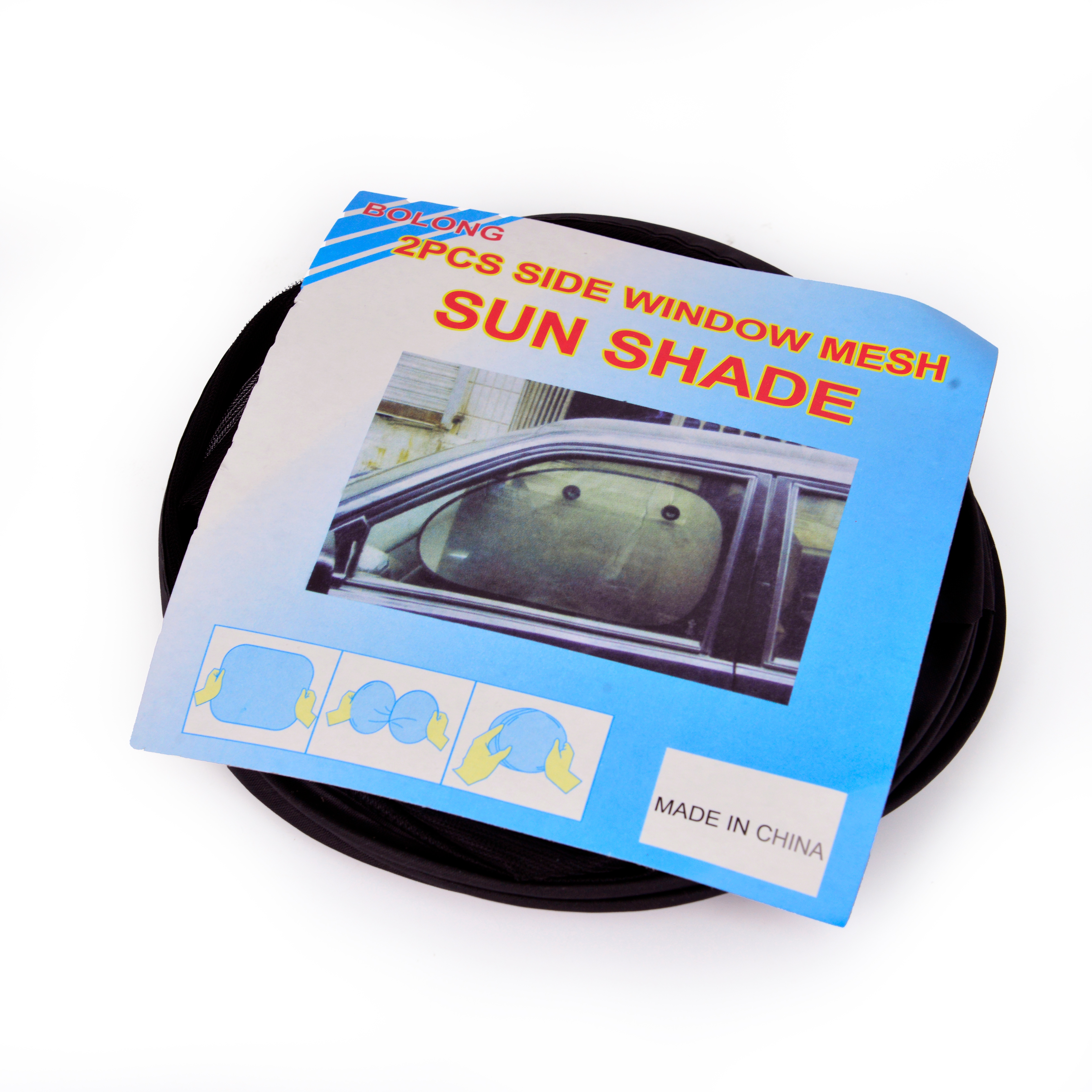 汽车遮阳挡带圈黑网遮阳挡夏季隔热遮阳太阳挡车内车窗斜挡65*38cm 2pc其威车饰QW11