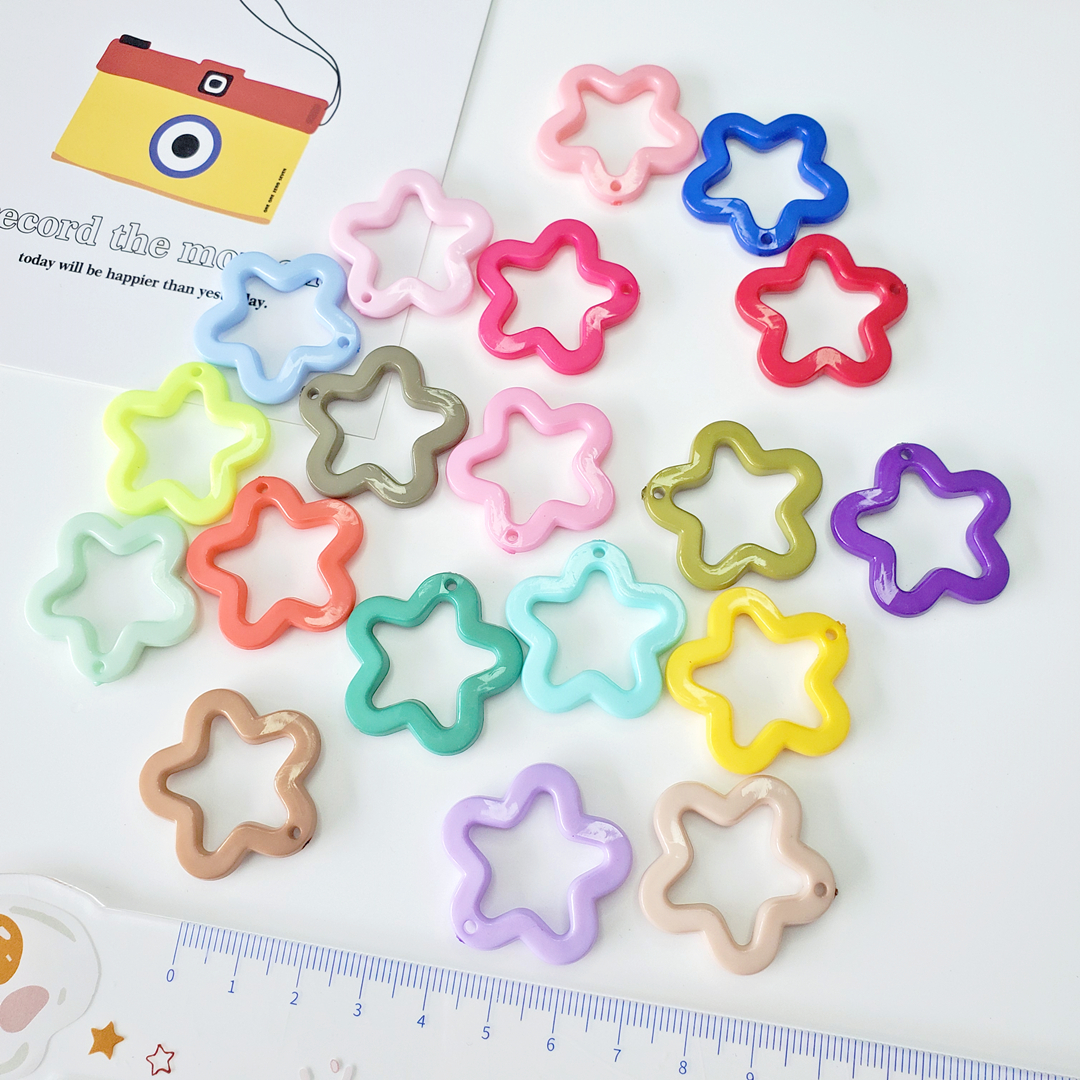 Chen Ming's DIY jewelry accessories, 30mm acrylic with holes, five-pointed star pendants, earrings, bags and pendants, materials Item Picture