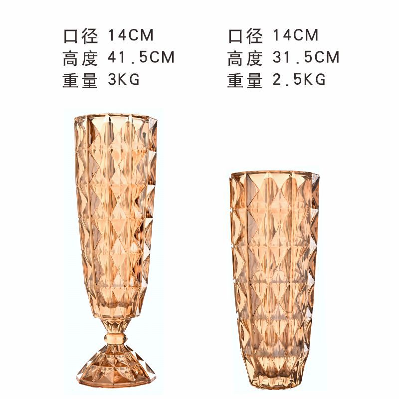 Yuxing Glass Large Vase Thickened crystal glass vase ornament, creative living room flower arrangement transparent water-grown rose decorative ornament Specification image