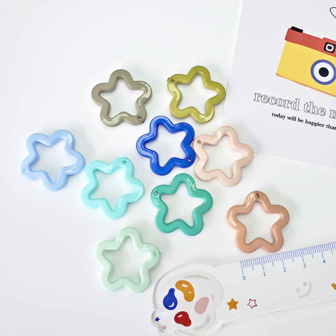 Chen Ming's DIY jewelry accessories, 30mm acrylic with holes, five-pointed star pendants, earrings, bags and pendants, materials Specification image