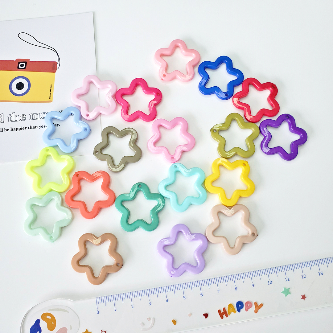 Chen Ming's DIY jewelry accessories, 30mm acrylic with holes, five-pointed star pendants, earrings, bags and pendants, materials details Picture
