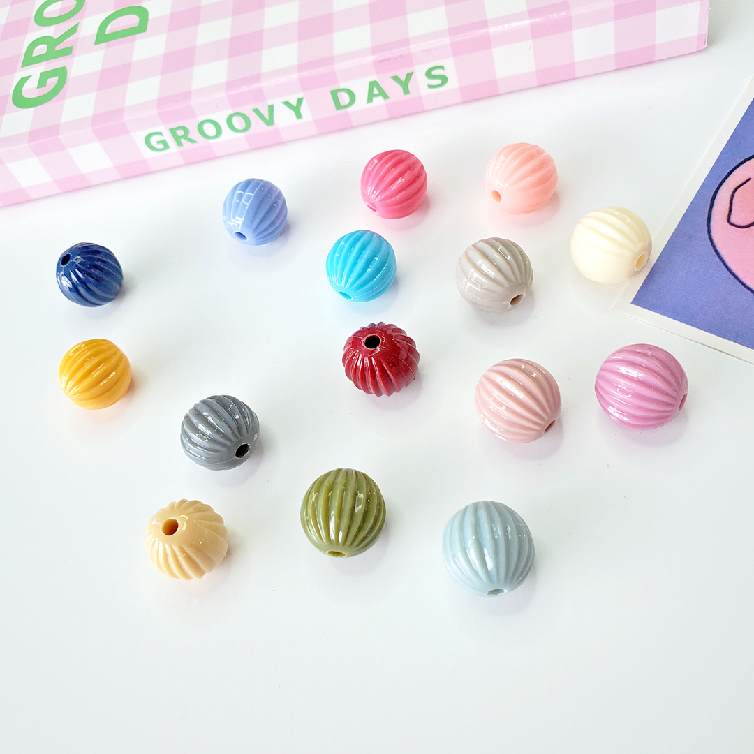 Chen Ming's 14mm straight-hole acrylic solid color pumpkin bead material candy color DIY jewelry accessories Item Picture