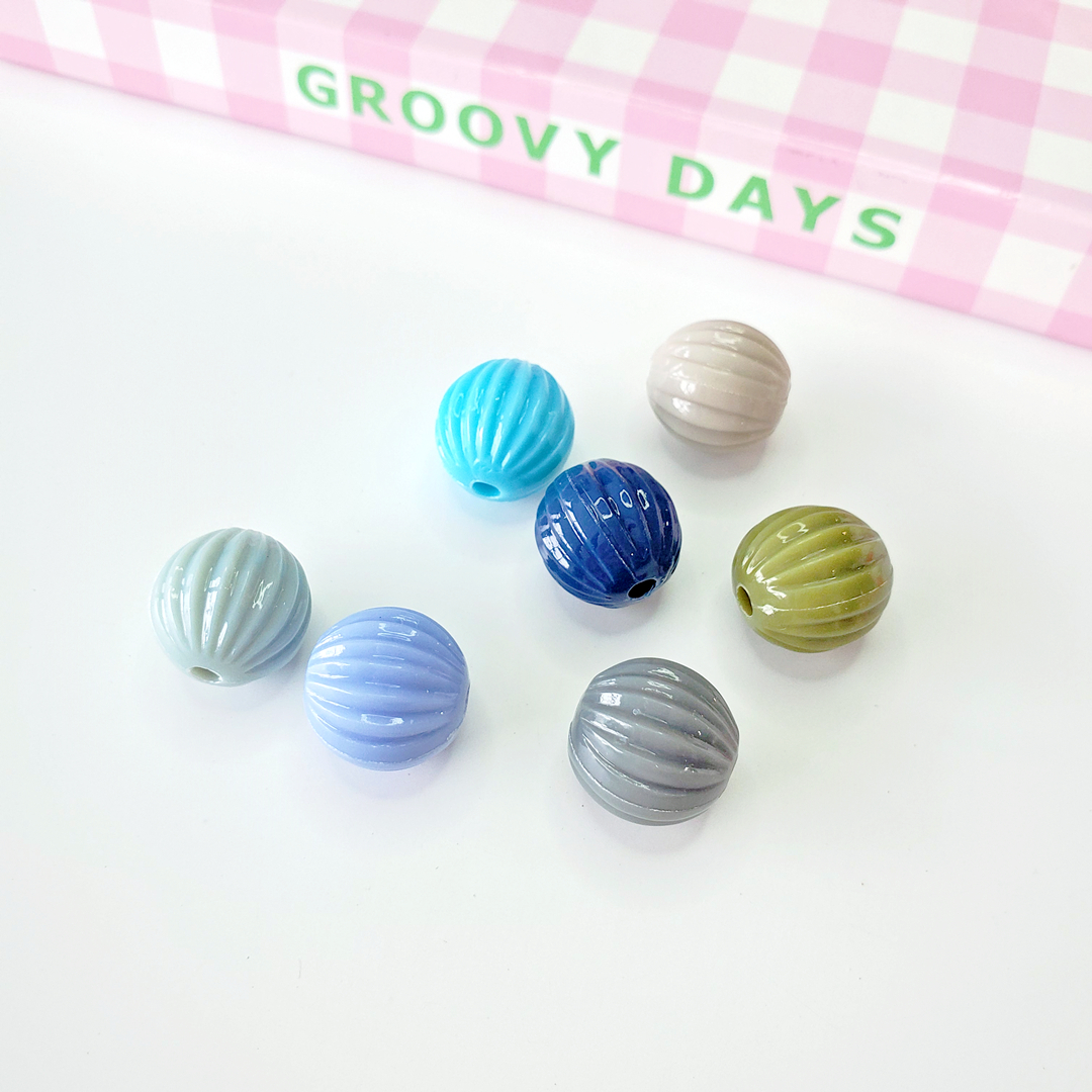 Chen Ming's 14mm straight-hole acrylic solid color pumpkin bead material candy color DIY jewelry accessories Specification image
