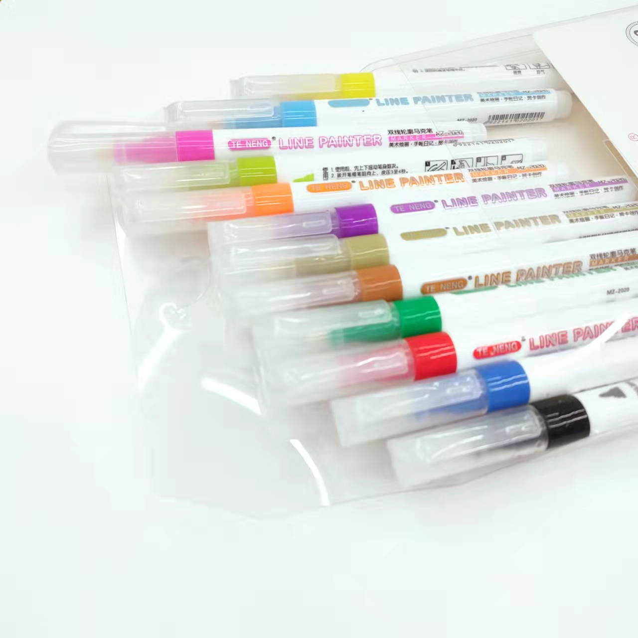 DIY Special Color double-line outline marker pen art drawing planner pen for students details Picture