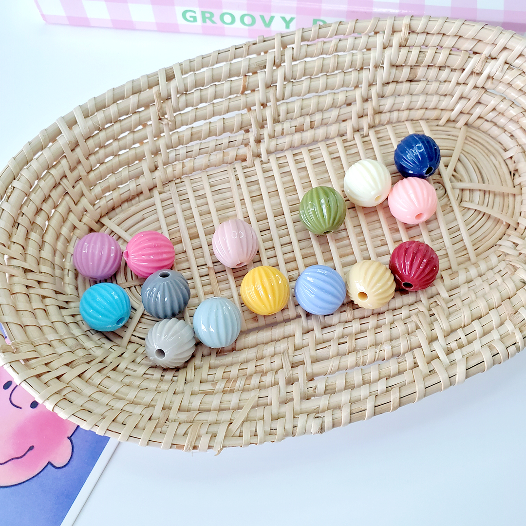 Chen Ming's 14mm straight-hole acrylic solid color pumpkin bead material candy color DIY jewelry accessories details Picture
