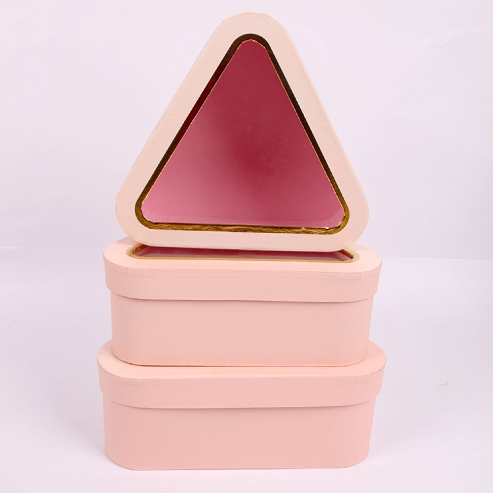 3410#心形礼盒开窗透明套三礼盒花束包装盒空盒批发