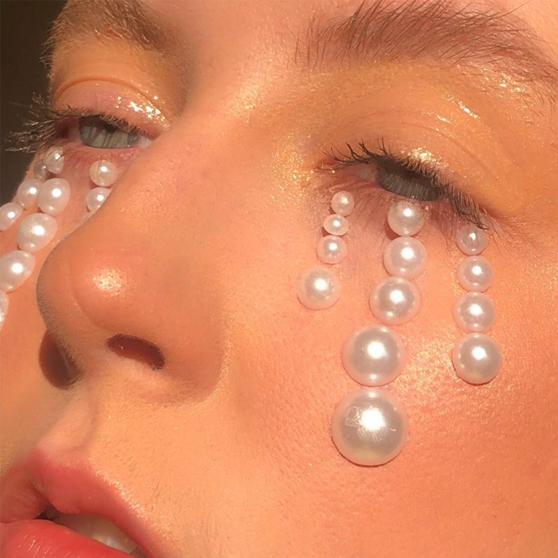 3D 珍珠面珠宝眼影贴纸自粘面部身体眉毛钻石指甲贴纸钻石装饰