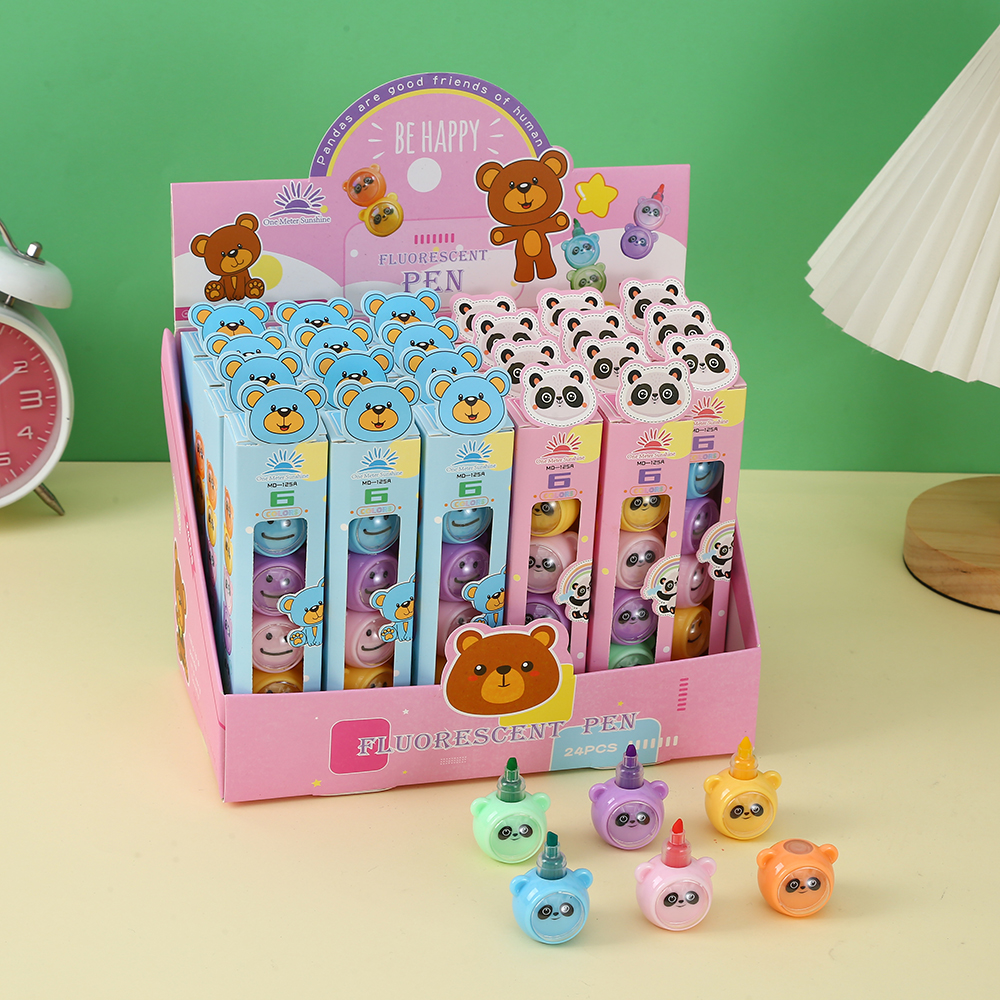 5-color panda-shaped spliced highlighter key marking pen