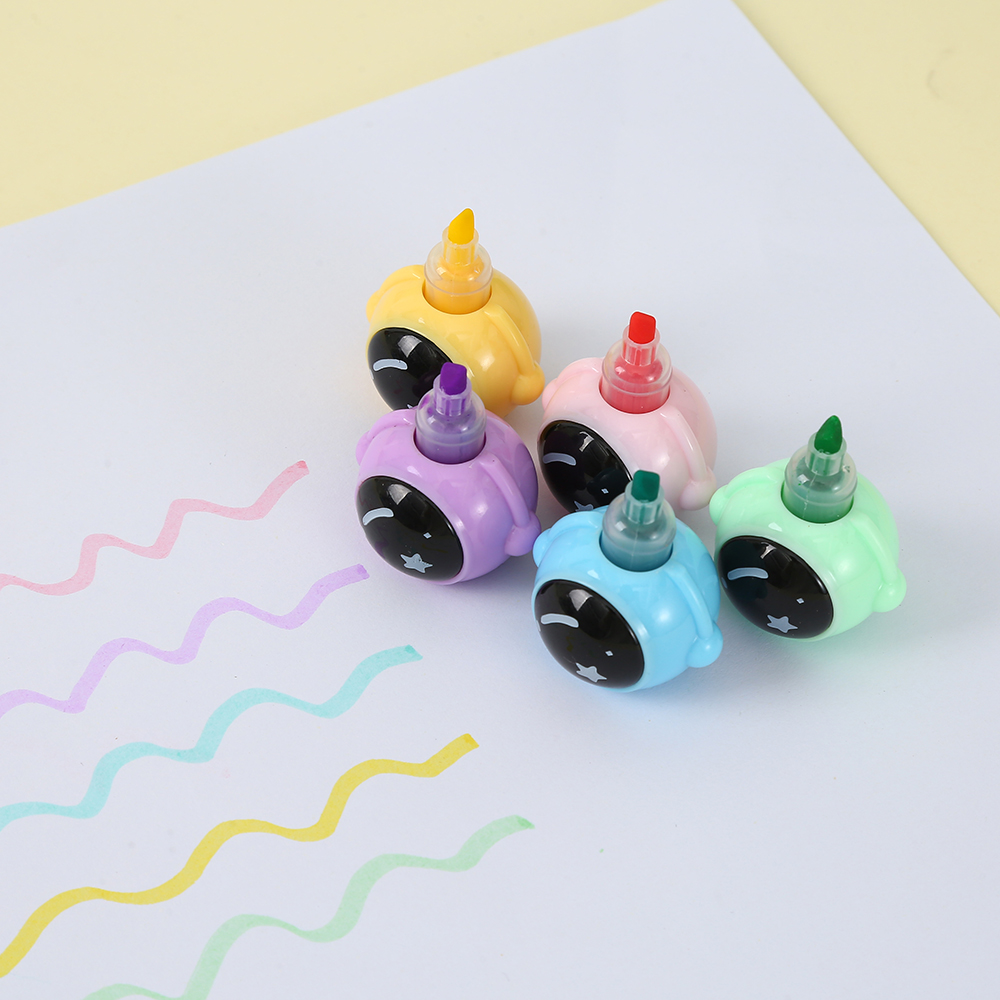 Five-color astronaut shaped spliced highlighter key marking pen details Picture
