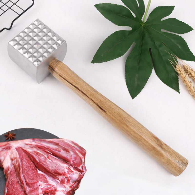 木柄方形牛排锤 凸起松肉牛排猪肉嫩肉碎肉铝合金打肉锤详情图2