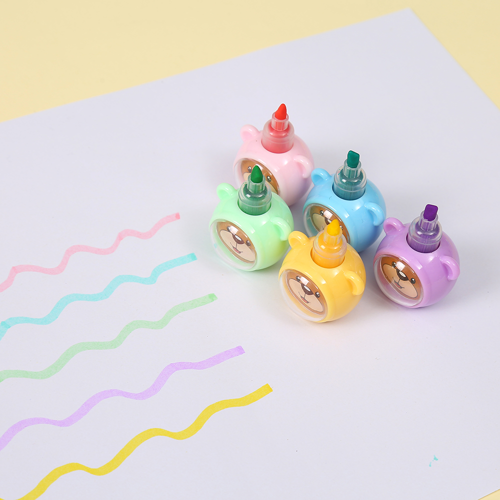 5-color cartoon light-hearted bear-shaped spliced highlighter pen key marking pen details Picture