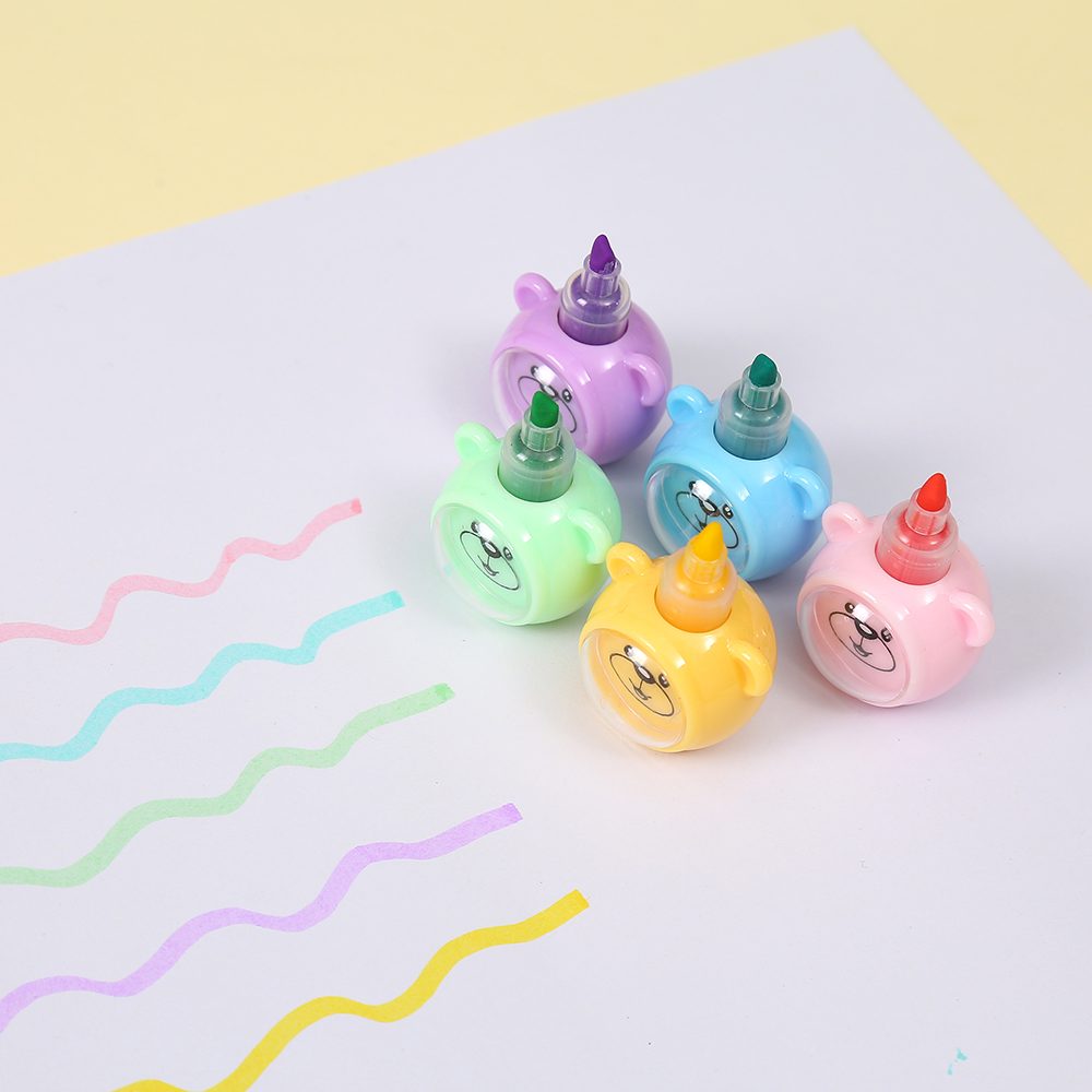 Five-color bear-shaped spliced highlighter marker pen details Picture