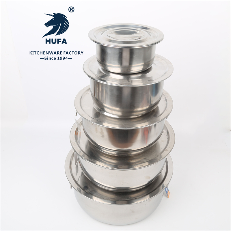 Stainless steel pot, steel lid, five-piece pot, stainless steel pot, metal pot, metal cooking pot, kitchenware pot, soup pot, covered cooking pot, Thai cooking pot details Picture