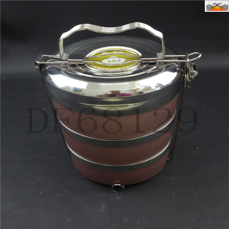 DF68129 stainless steel insulated lunch box with multi-layer anti-overflow basket for students and office workers to carry POTS and pans, double-layer DF TRADING HOUSE