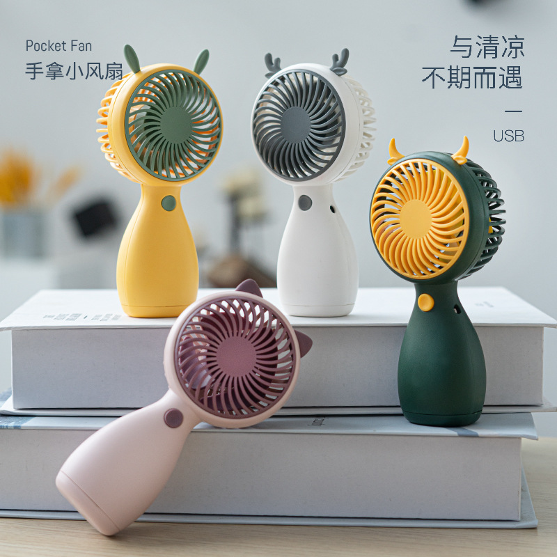 Holding a mini fan