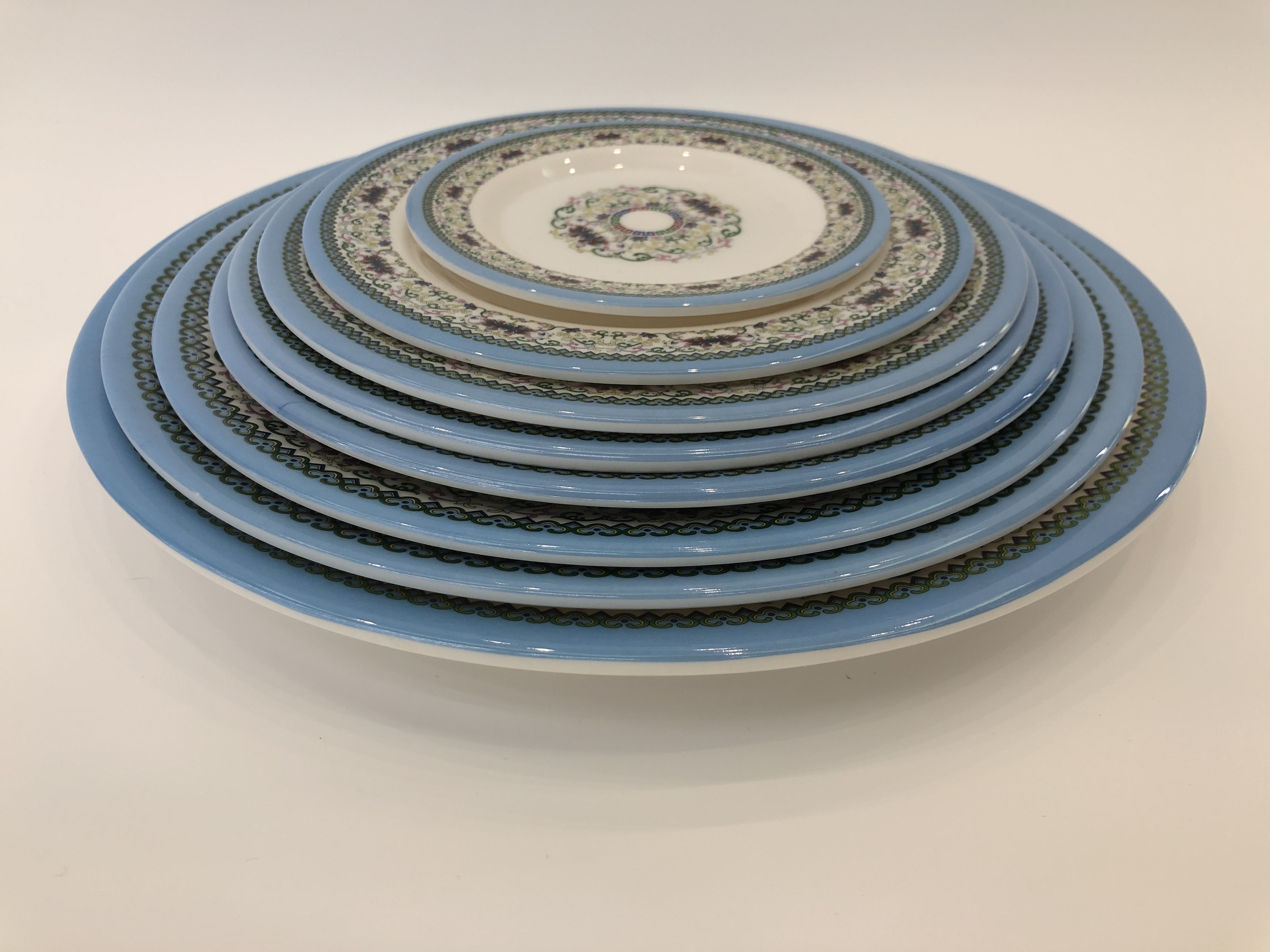 Melamine plates, porcelain imitation tableware, plastic tableware, hotel tableware, vegetable plates, frosted plates, cold dish plates, auspicious flower flat plates, round plates details Picture