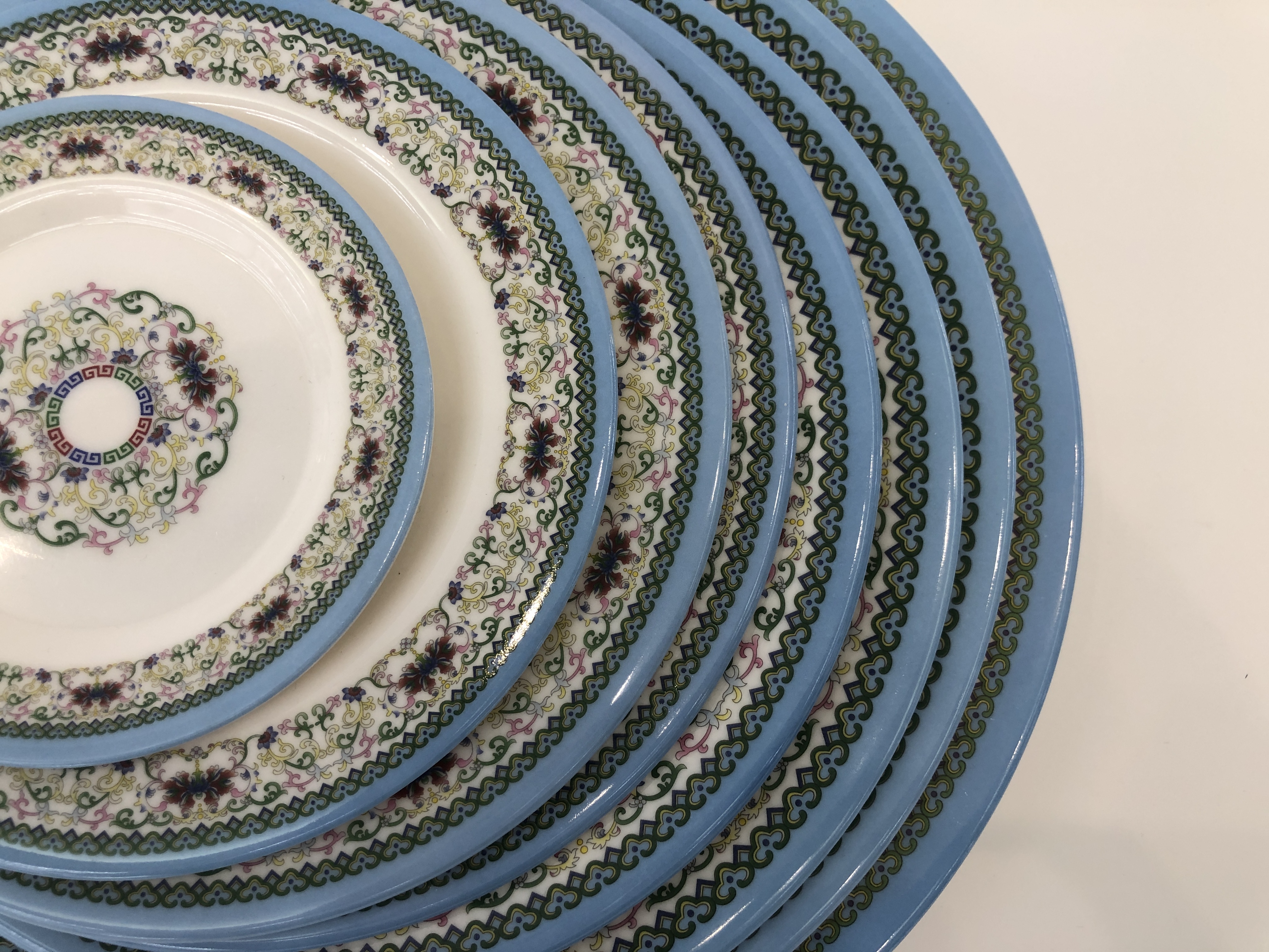 Melamine plates, porcelain imitation tableware, plastic tableware, hotel tableware, vegetable plates, frosted plates, cold dish plates, auspicious flower flat plates, round plates Specification image
