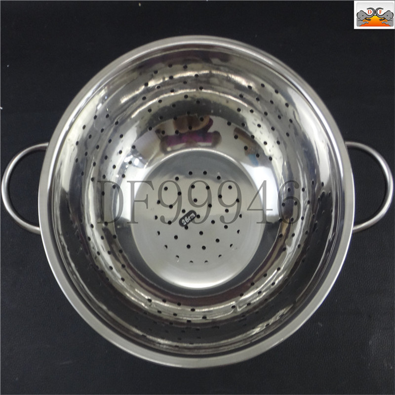 DF99946厚款/水果篮/不锈钢洗米筛/带脚底盘/双耳淘米洗菜沥水盆/水果篮淘米盆/水果篮DF/TRADING/HOUSE产品图