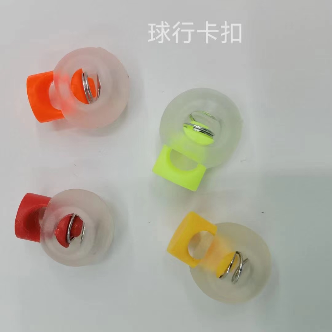 Double-color round mushroom-shaped plastic pig nose rope buckle, spring snap buckle, nylon string buckle, luggage and clothing decoration, pull-out adjustment buckle Specification image