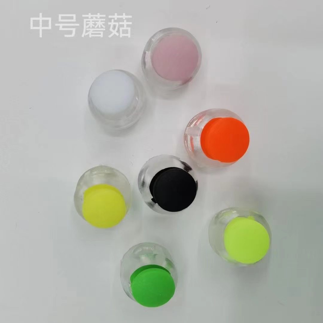 Double-color round mushroom-shaped plastic pig nose rope buckle, spring snap buckle, nylon string buckle, luggage and clothing decoration, pull-out adjustment buckle Item Picture
