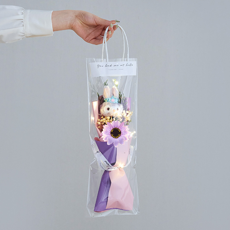 Checkered pink rose Stardew without light strings, Father's Day and Valentine's Day gift Stardew dried flower bouquet, birthday wholesale street stall finished product, Teachers' Day and Qixi Festival graduation Specification image