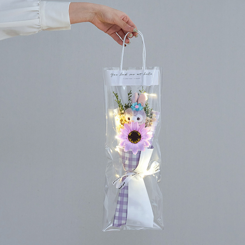 Checkered pink rose Stardew without light strings, Father's Day and Valentine's Day gift Stardew dried flower bouquet, birthday wholesale street stall finished product, Teachers' Day and Qixi Festival graduation details Picture