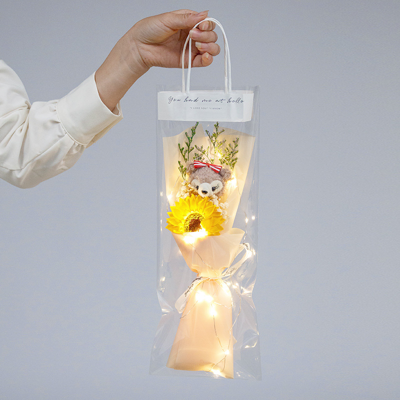 Cute osmanthus dog gift bag without string lights, birthday gifts, Valentine's Day and Teachers' Day gifts, night market stall flower bouquets wholesale, doll flower bouquets, graduation season, Qixi Festival details Picture