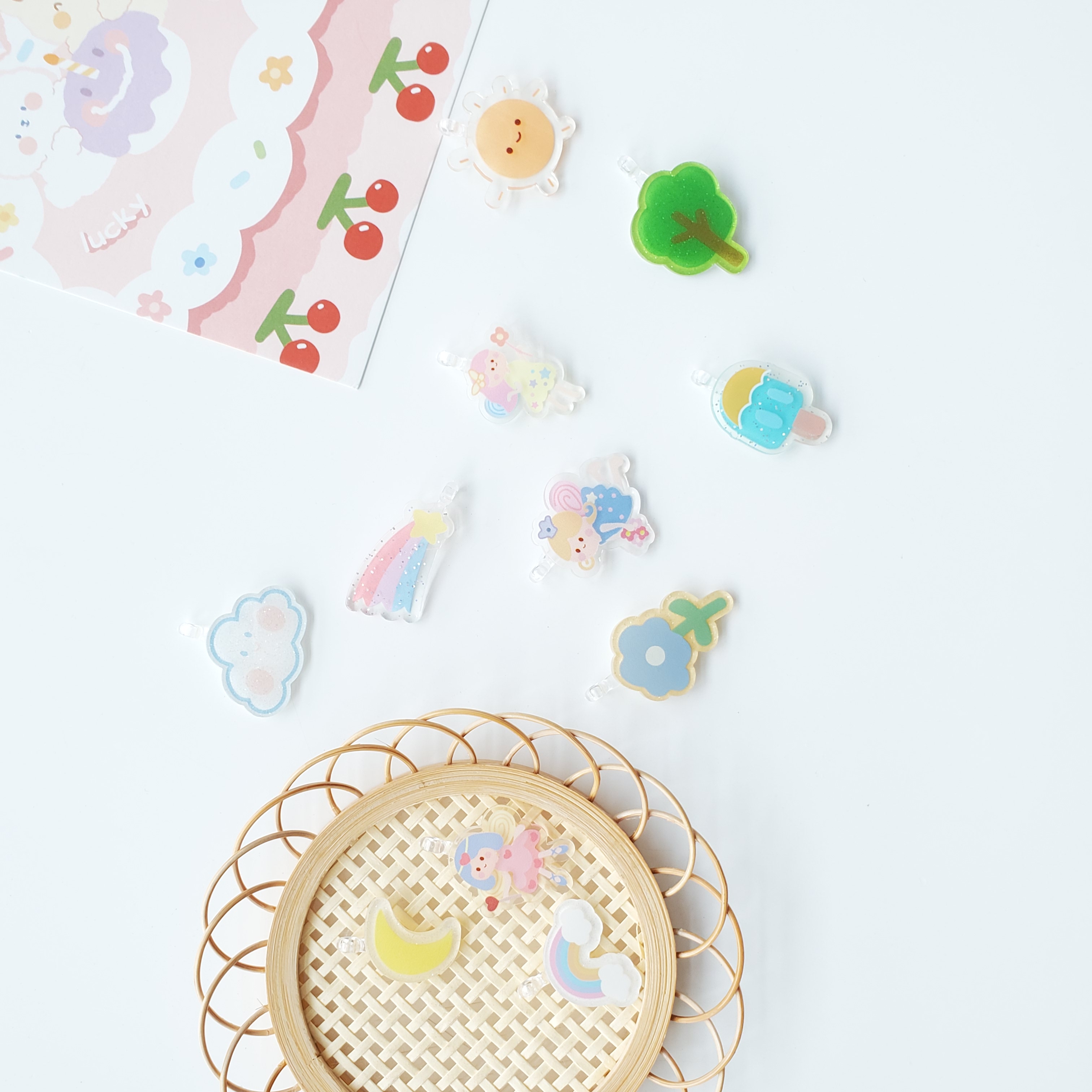 Chen Ming Accessories Acrylic Rainbow Little Girl sheet earrings, DIY necklaces, bracelets, material accessories Specification image