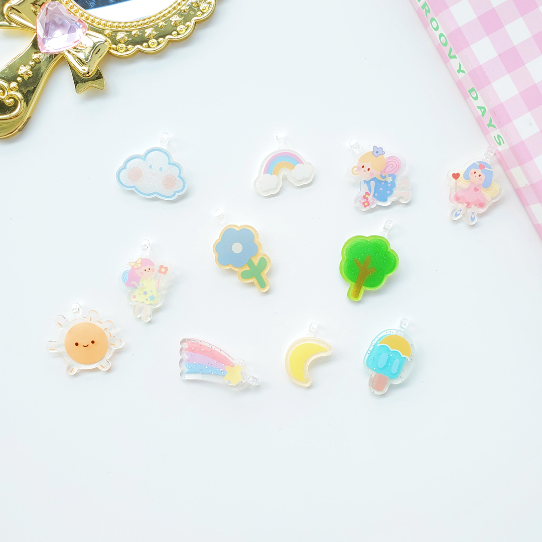 Chen Ming Accessories Acrylic Rainbow Little Girl sheet earrings, DIY necklaces, bracelets, material accessories details Picture